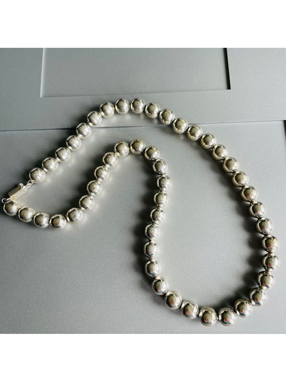 Vintage Taxco Mexico Sterling Silver Ball Beaded Necklace Signed HEAVY! - Picture 3 of 8